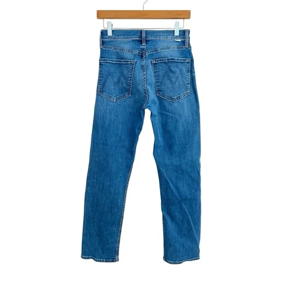 MOTHER Lhasa Love The Mid Rise Rider Ankle Cropped Straight Jeans, Size 27