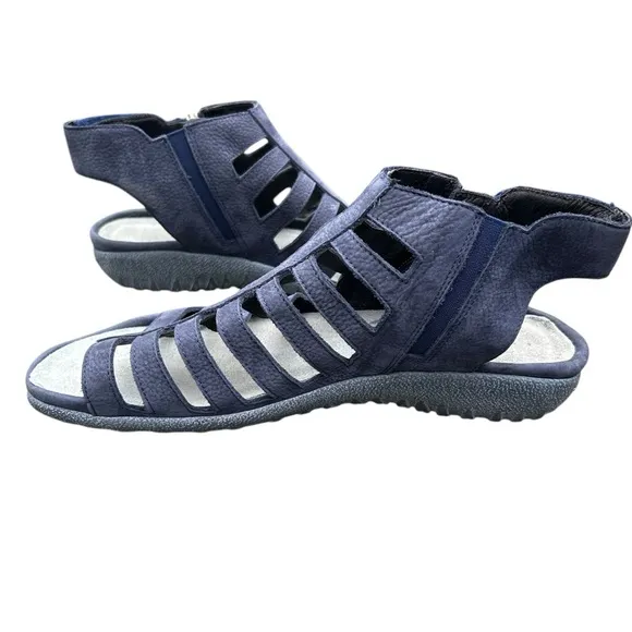 Naot Pitau Nubuck Leather Sandal 41 GladiatorBackstrap Zippers Hiking Comfort