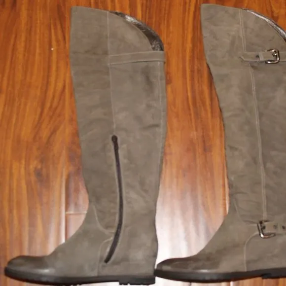 Napoleoni Women’s EU Size 36 Suede OTK Hidden Wedge Boots Olive Green Italy