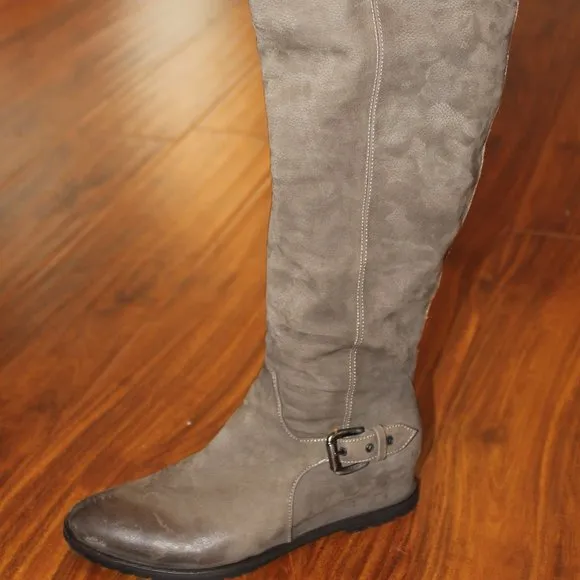 Napoleoni Women’s EU Size 36 Suede OTK Hidden Wedge Boots Olive Green Italy