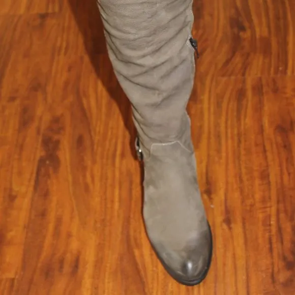 Napoleoni Women’s EU Size 36 Suede OTK Hidden Wedge Boots Olive Green Italy
