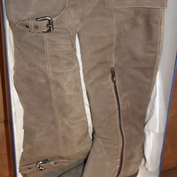 Napoleoni Women’s EU Size 36 Suede OTK Hidden Wedge Boots Olive Green Italy