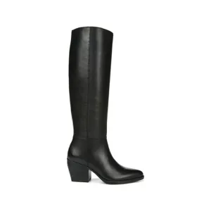 NATURALIZER Womens Black Wide Calf Stacked Heel Leather Heeled Boots 5.5 M WC