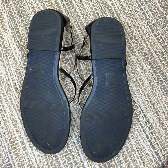 NATURALIZER Woman’s Black Pantene Tinsley Strappy Flat Sandals Size 11 WIDE