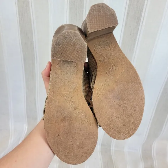 Naughty Monkey Killion Leather Heeled Sandal Gladiator Tan Taupe Size 9 Leather