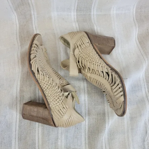 Naughty Monkey Killion Leather Heeled Sandal Gladiator Tan Taupe Size 9 Leather