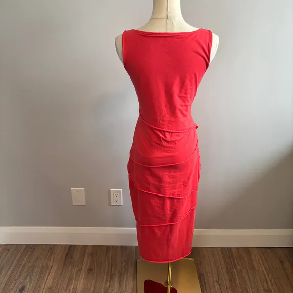 Neon Buddha Women's Layered Coral Cotton Jersey Midi Dress, SZ SM