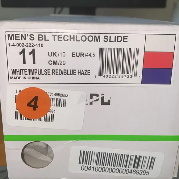 NEW APL men's big logo techloom slide in white/impulse red/blue haze