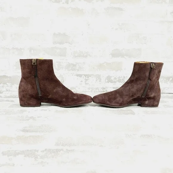 New Aquatalia Ulyssaa Brown Suede Zip Up Chelsea Boots A777