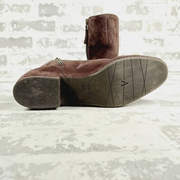 New Aquatalia Ulyssaa Brown Suede Zip Up Chelsea Boots A777