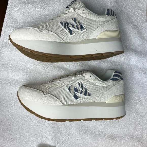 New Balance 515H Sneakers Womens 9B White Beige Zebra Accent Shoes WL515HDD NIB