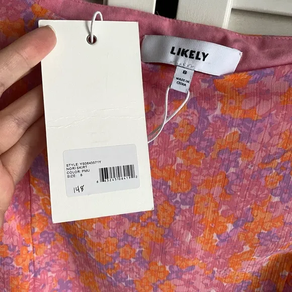 NEW Barbie LIKELY Kenzie Pink Mini Skirt Pink Orange Purple Neon Floral ruffle 8
