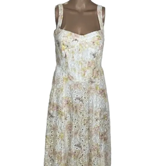 NEW BARDOT Women's Dress Lilah Midi Eyelet Size 6 Sunny Floral Multi