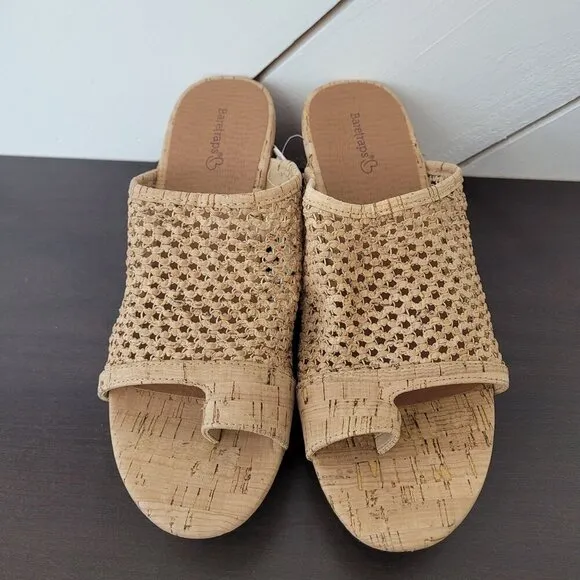 NEW Baretraps Womens Bethie Slide Natural 10M Wedge Sandals