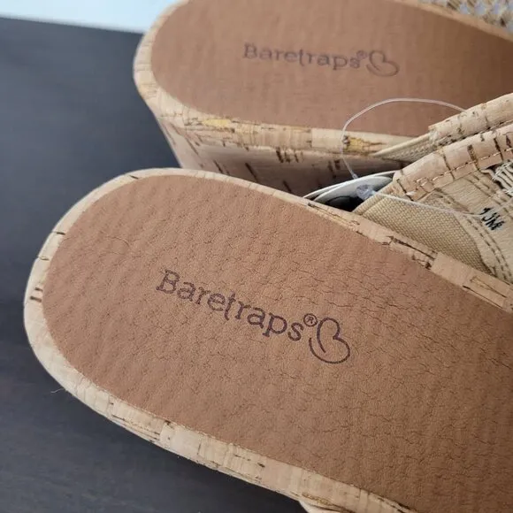 NEW Baretraps Womens Bethie Slide Natural 10M Wedge Sandals