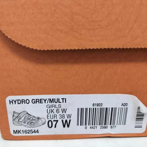 New big kids 7W Merrell Hydro Grey / Multi hiking water sandals shoes 7 Wide