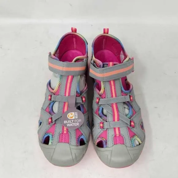 New big kids 7W Merrell Hydro Grey / Multi hiking water sandals shoes 7 Wide