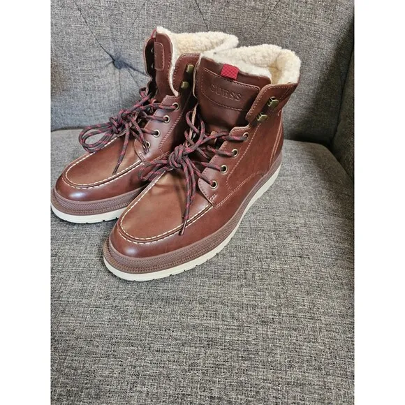 New BROWN Guess Men's Chesley Lace Up Casual Hybrid Boots Size 10