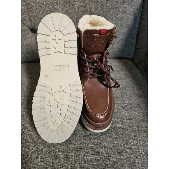 New BROWN Guess Men's Chesley Lace Up Casual Hybrid Boots Size 10