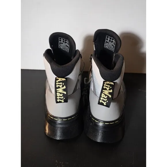 New Dr Martens Boury Utility Combat Boots Gun Metal Grey Size  Men's 7 Women’s 8