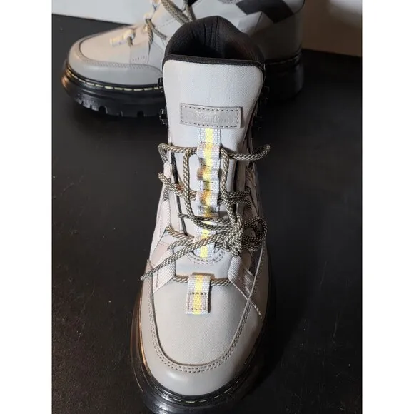 New Dr Martens Boury Utility Combat Boots Gun Metal Grey Size  Men's 7 Women’s 8