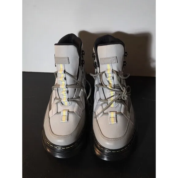 New Dr Martens Boury Utility Combat Boots Gun Metal Grey Size  Men's 7 Women’s 8