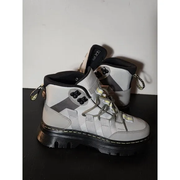 New Dr Martens Boury Utility Combat Boots Gun Metal Grey Size  Men's 7 Women’s 8