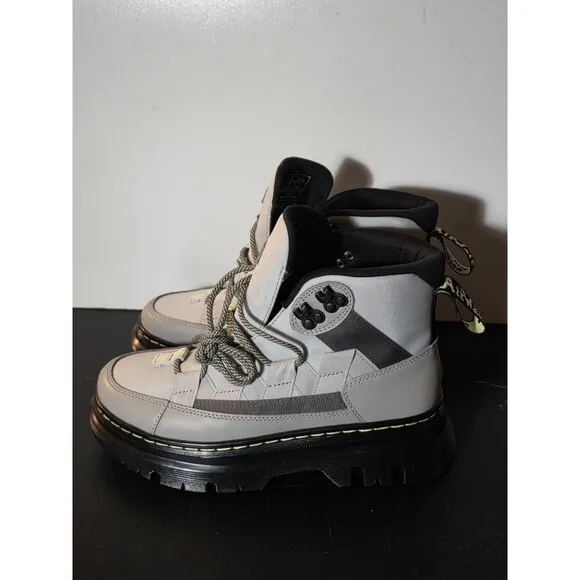 New Dr Martens Boury Utility Combat Boots Gun Metal Grey Size  Men's 7 Women’s 8