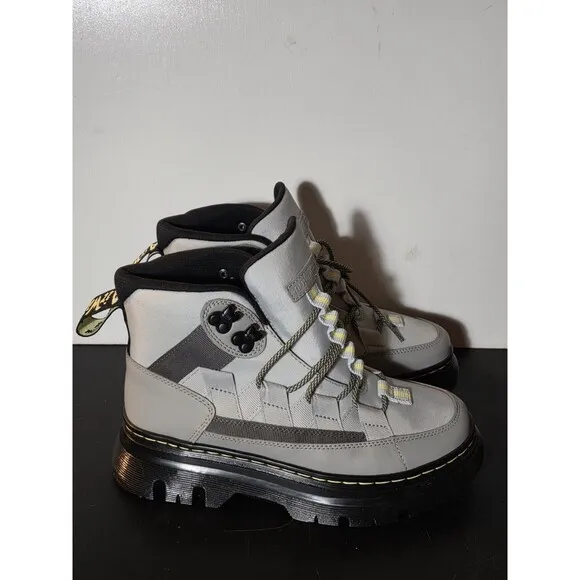 New Dr Martens Boury Utility Combat Boots Gun Metal Grey Size  Men's 7 Women’s 8
