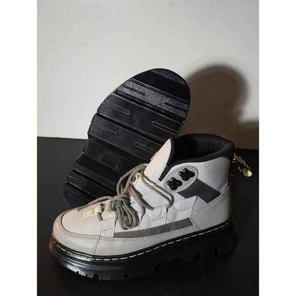 New Dr Martens Boury Utility Combat Boots Gun Metal Grey Size  Men's 7 Women’s 8