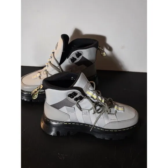 New Dr Martens Boury Utility Combat Boots Gun Metal Grey Size  Men's 7 Women’s 8