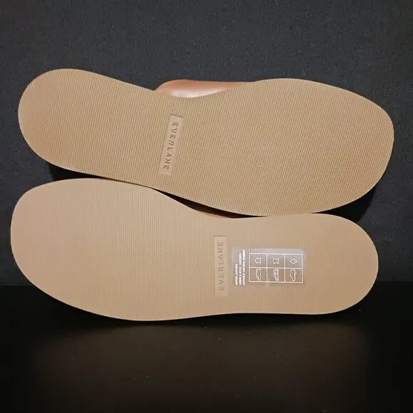 NEW Everlane The Day Crossover Leather Flat Slide Sandals, Sienna Brown Size 10