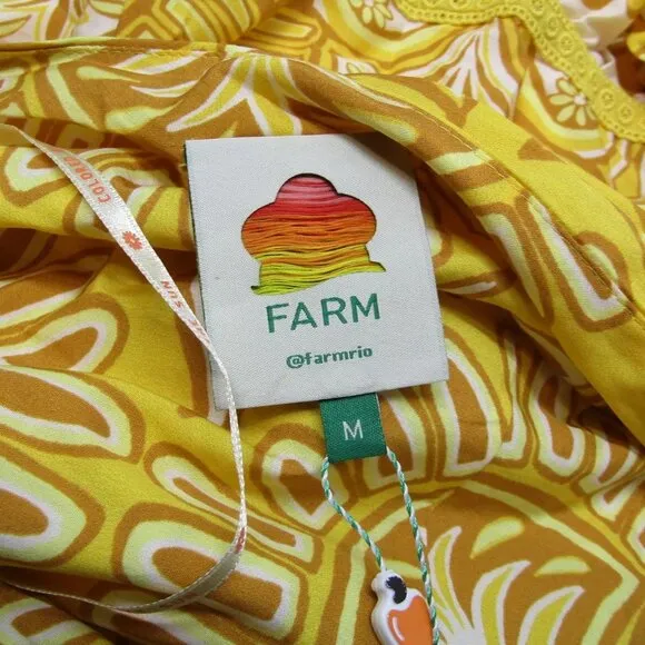 NEW FARM RIO Womens Maxi Dress Yellow Size M Ainika Tapestry One Shoulder
