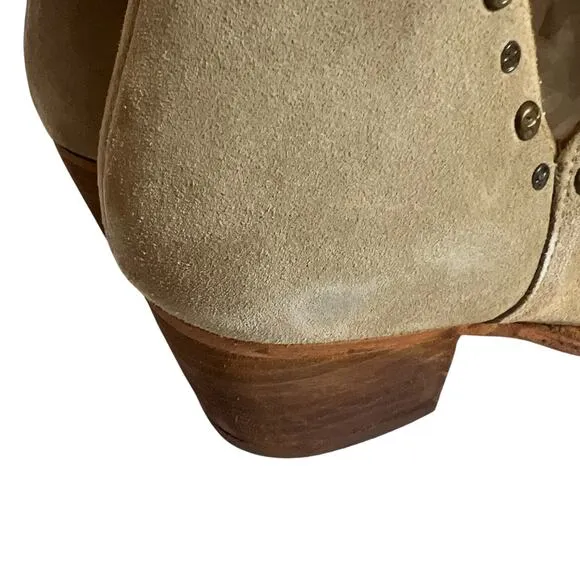 New Free People Suede Studded Charm Double V Ankle Boots Size 36