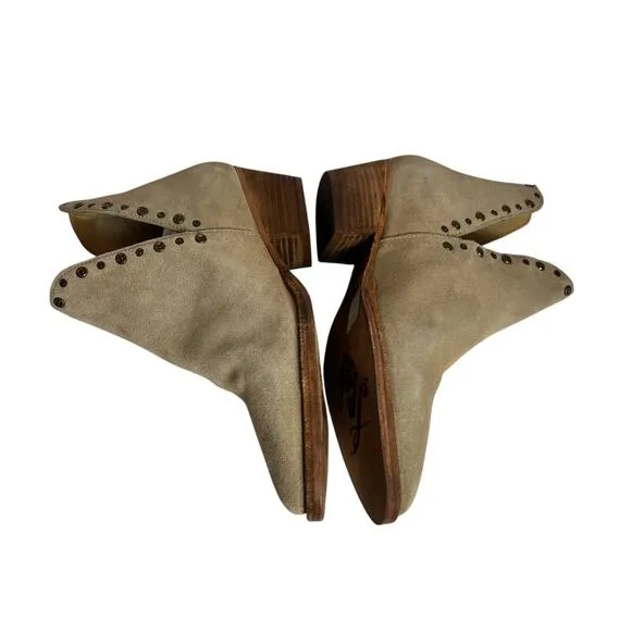 New Free People Suede Studded Charm Double V Ankle Boots Size 36