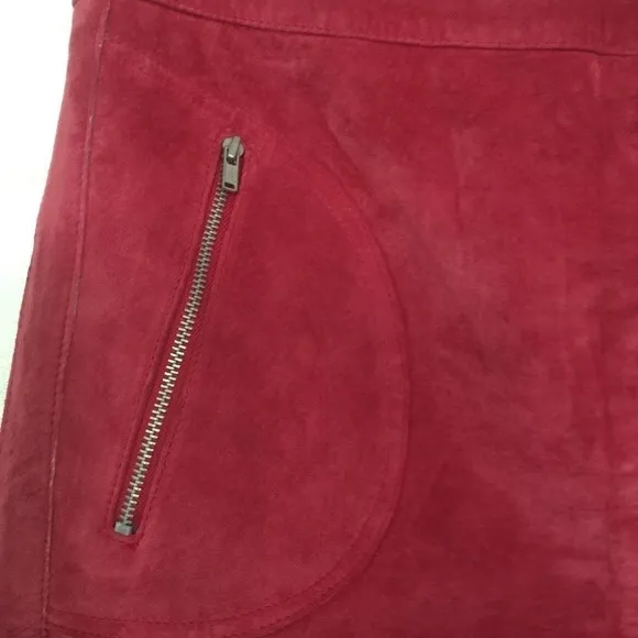 New Frontier Red Suede Zip Pocket Mini Skirt NWT Size 6