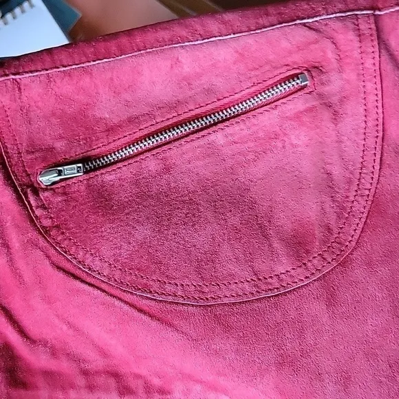 New Frontier Red Suede Zip Pocket Mini Skirt NWT Size 6