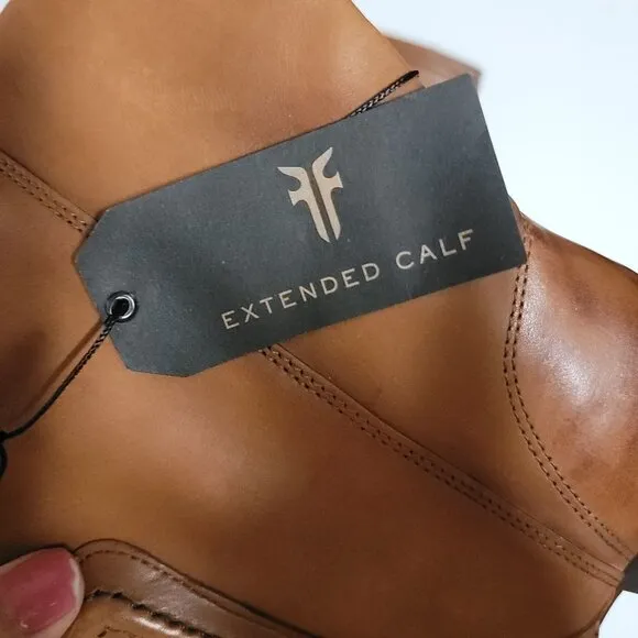 NEW Frye Jean Tall Pull On Wide Extended Calf Boots Caramel Womens 8 Cottage
