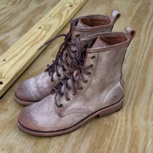 NEW Frye Lace Up Boots Distressed Brown Leather Size 6
