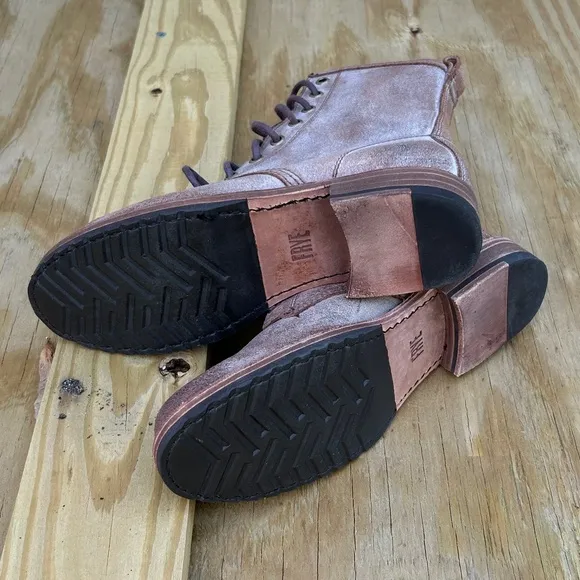NEW Frye Lace Up Boots Distressed Brown Leather Size 6