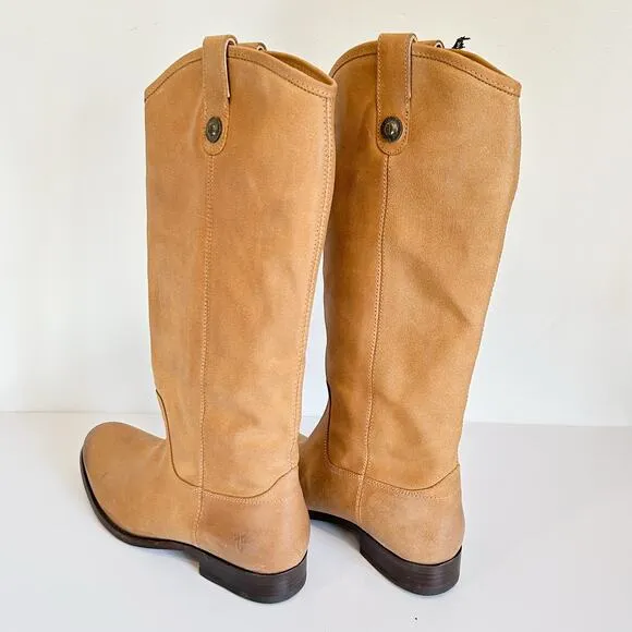 NEW Frye Melissa Button Leather Tall Boots Tan Size 10