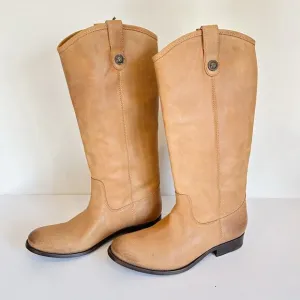 NEW Frye Melissa Button Leather Tall Boots Tan Size 10