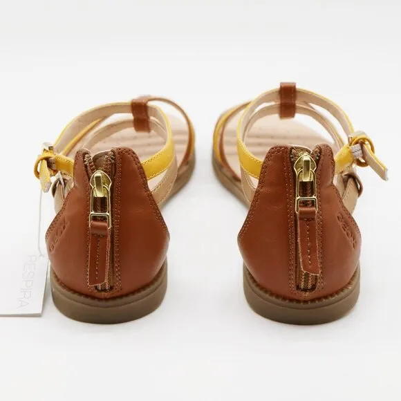 NEW GEOX Women's Karly Gladiator Sandals 38 Caramel Yellow Gold Comfort Strappy