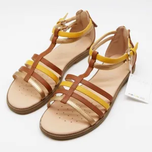 NEW GEOX Women's Karly Gladiator Sandals 38 Caramel Yellow Gold Comfort Strappy