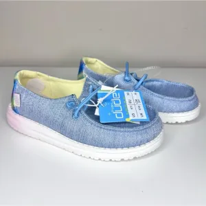 NEW Hey Dude Wendy Youth Sparkle Denim Slip On Shoes K11