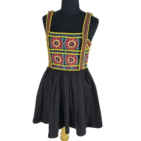 NEW House of Holland Beaded Embroidered Mini Dress Fit Flare Dirndl Oktoberfest