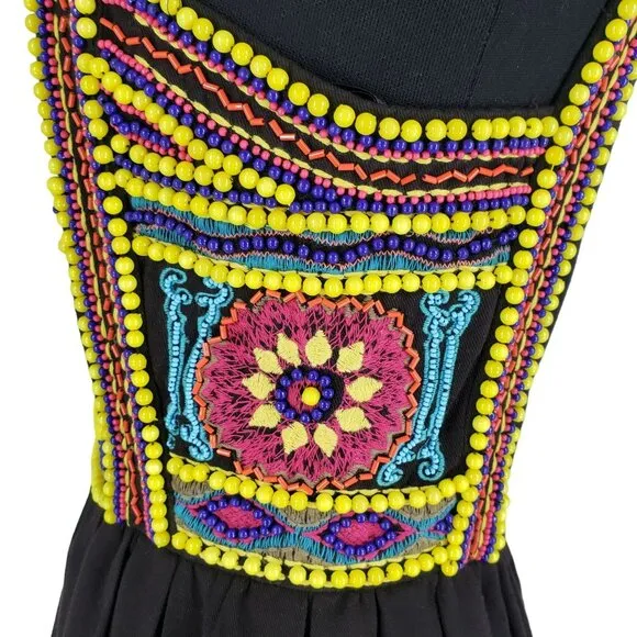 NEW House of Holland Beaded Embroidered Mini Dress Fit Flare Dirndl Oktoberfest