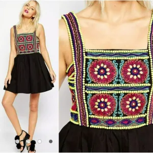 NEW House of Holland Beaded Embroidered Mini Dress Fit Flare Dirndl Oktoberfest