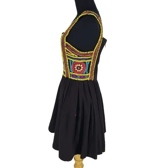 NEW House of Holland Beaded Embroidered Mini Dress Fit Flare Dirndl Oktoberfest