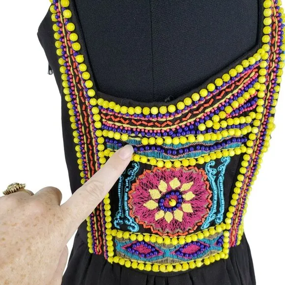 NEW House of Holland Beaded Embroidered Mini Dress Fit Flare Dirndl Oktoberfest